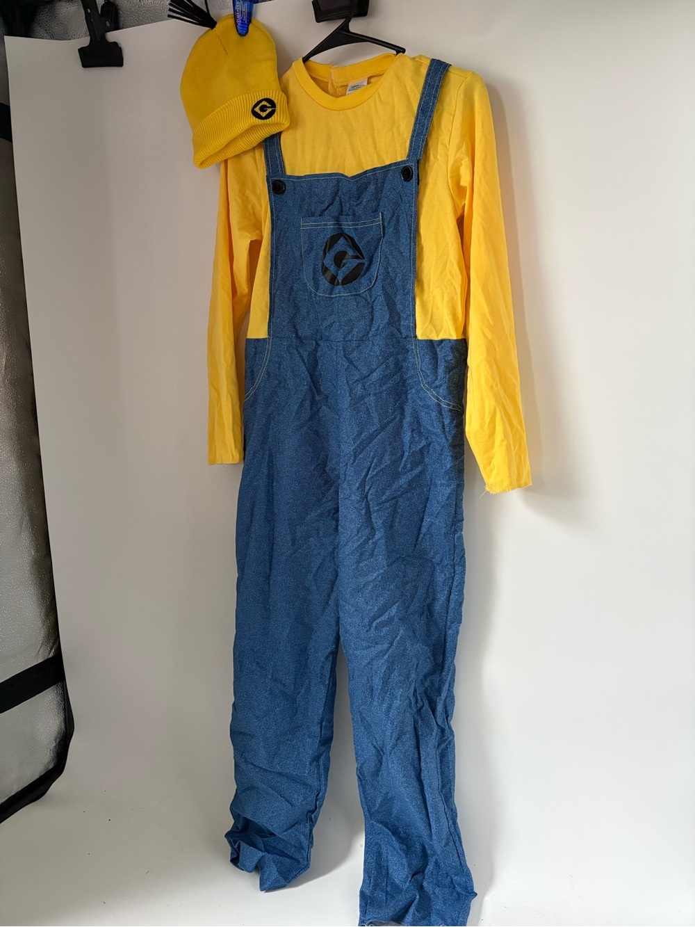 Spirit Yellow Long-Sleeve Top with Blue Overall Costume and Beanie